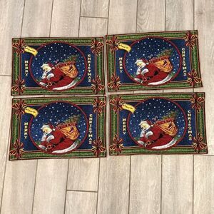 Vintage Christmas Tapestry Santa Placemats Set of 4